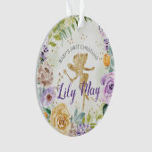 Baby First Christmas Fairy und Blume Ornament (Vorderseite)