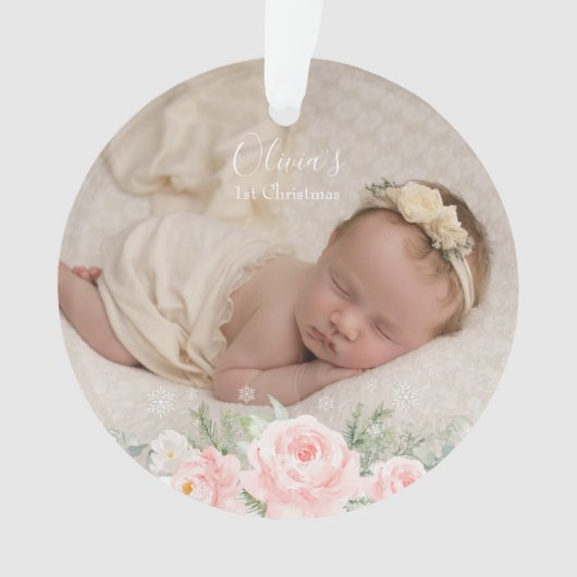 Baby First Christmas floral Ornament (Vorderseite)