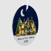 Baby First Christmas Forest Animals Blue Ornament (Vorderseite)