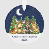 Baby First Christmas Forest Animals Lights Sky Ornament (Vorderseite)