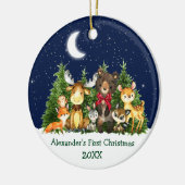 Baby First Christmas Forest Animals Red Bow Keramik Ornament (Links)