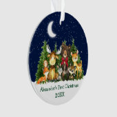 Baby First Christmas Forest Animals Red Bow Ornament (Vorderseite)