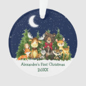 Baby First Christmas Forest Animals Red Bow Ornament (Vorderseite)