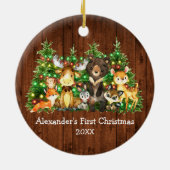 Baby First Christmas Forest Animals Trees Lights Keramik Ornament (Hinten)