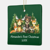 Baby First Christmas Forest Animes Green Keramikornament (Links)