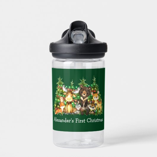 Baby First Christmas Forest Animes Green Trinkflasche (Vorne)