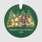 Baby First Christmas Forest Animes Lights Red Bow Ornament (Vorderseite)
