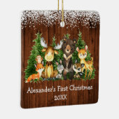 Baby First Christmas Forest Animes Schnee Rustikal Keramikornament (Rechts)