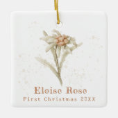 Baby First Christmas Foto Edelweiss Keramikornament (Vorderseite)