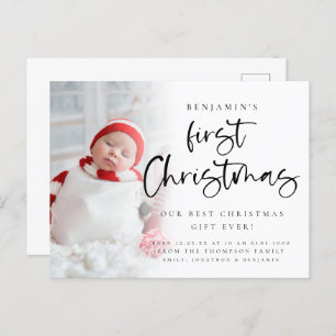 Baby First Christmas Foto Geburtserklärung Feiertagspostkarte