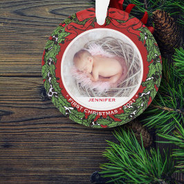 Baby First Christmas Foto Heiligenkranz Ornament