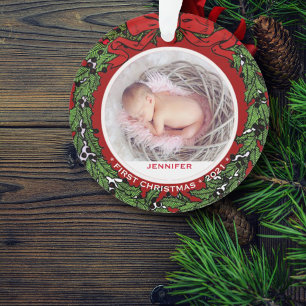 Baby First Christmas Foto Heiligenkranz Ornament