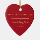 Baby First Christmas Foto Modernes Script Ornament (Rechts)
