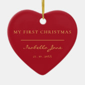 Baby First Christmas Foto Modernes Script Ornament (Vorne)