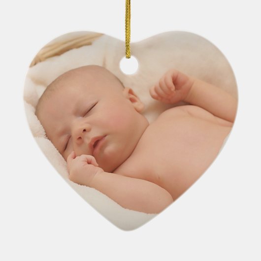 Baby First Christmas Foto Modernes Script Ornament (Hinten)