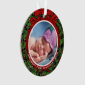 Baby First Christmas Foto Name heiligen Kranz Ornament (Vorderseite)