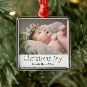 Baby First Christmas, Foto, Name, Ornament Aus Metall