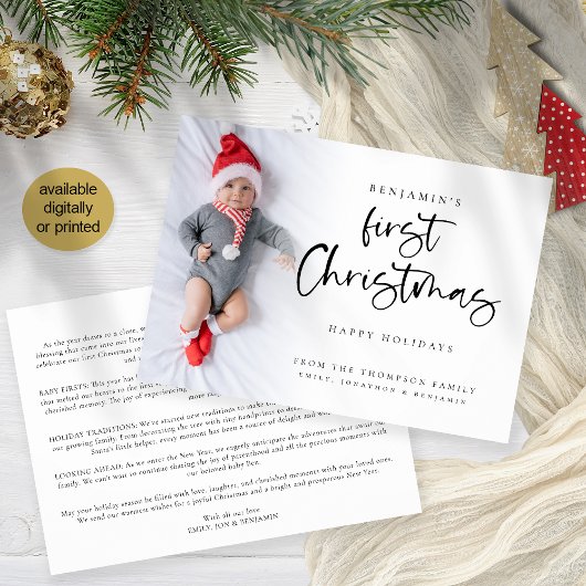 Baby First Christmas Foto Newletter Feiertagskarte