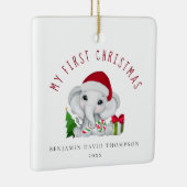 Baby First Christmas Foto Niedlich Elephant Keramikornament (Rechts)