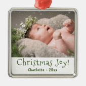 Baby First Christmas Foto Ornament Aus Metall (Vorne)