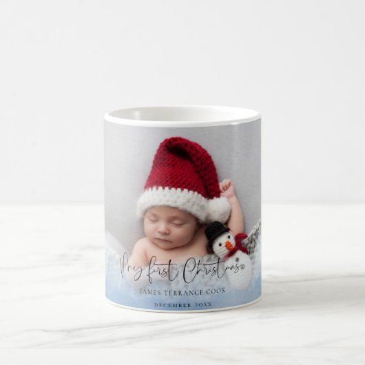 Baby First Christmas Foto Overlay Kaffeetasse (Mittel)