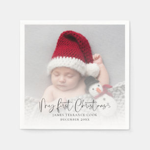 Baby First Christmas Foto Overlay & Quote Serviette
