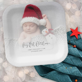 Baby First Christmas Foto Overlay Skriptname Pappteller