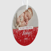 Baby First Christmas Foto Snowflakes Ornament (Vorderseite)