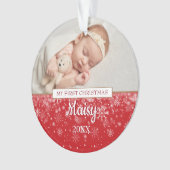 Baby First Christmas Foto Snowflakes Ornament (Vorderseite)