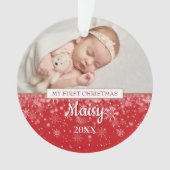 Baby First Christmas Foto Snowflakes Ornament (Vorderseite)