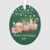Baby First Christmas Gingerbrot Train Lights Ornament (Vorderseite)