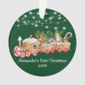 Baby First Christmas Gingerbrot Train Lights Ornament (Vorderseite)