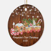 Baby First Christmas Gingerbrot Zug Holzleuchten Keramik Ornament (Links)