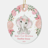 Baby First Christmas Girls Elephant Personalisiert Keramik Ornament (Links)