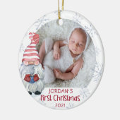 Baby First Christmas Gnome Snowflake Name Keramik Ornament (Links)