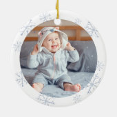 Baby First Christmas Gnome Snowflake Name Keramik Ornament (Hinten)