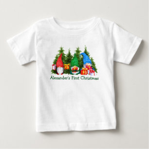 Baby First Christmas Gnomes Trees T-shirt