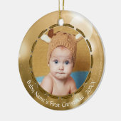 Baby First Christmas Gold Bokeh Personalisiertes F Keramik Ornament (Links)