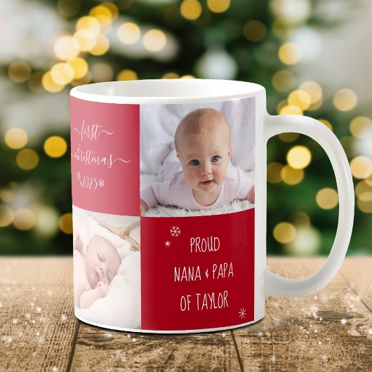 Baby First Christmas Großeltern 4 Foto Custom Kaffeetasse