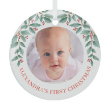 Baby First Christmas Holly Red Green Foto