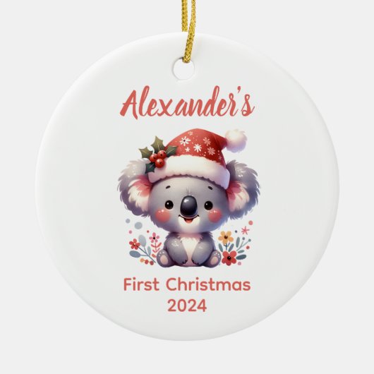 Baby First Christmas Koala Bear Animal Keramik Ornament (Vorne)