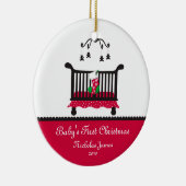 Baby First Christmas - Krippe und Weihnachts-Strum Keramik Ornament (Rechts)