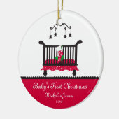 Baby First Christmas - Krippe und Weihnachts-Strum Keramik Ornament (Links)