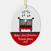 Baby First Christmas - Krippe und Weihnachts-Strum Keramikornament (Rechts)
