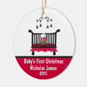 Baby First Christmas - Krippe und Weihnachts-Strum Keramikornament (Links)