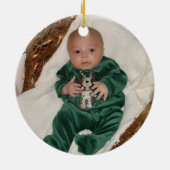 Baby First Christmas - Krippe und Weihnachts-Strum Keramikornament (Hinten)