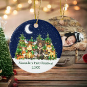 Baby First Christmas Lights Forest Animes FOTO Keramik Ornament