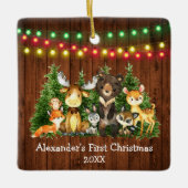 Baby First Christmas Lights Forest Animes Keramikornament (Vorderseite)