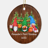 Baby First Christmas Lights Gnomes Rustic Keramik Ornament (Links)