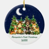 Baby First Christmas Lights Sky Forest Animes Keramik Ornament (Hinten)